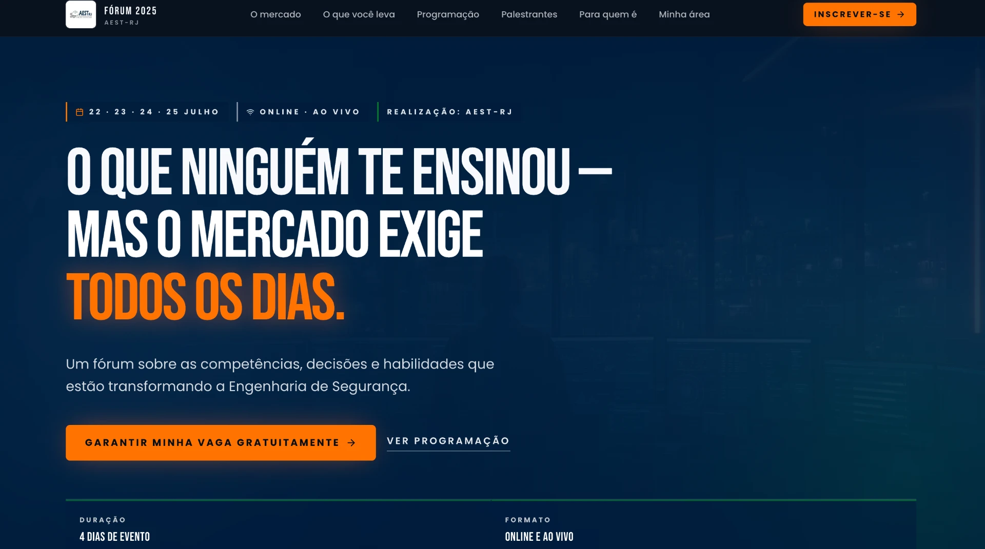 Landing page Fórum AEST-RJ