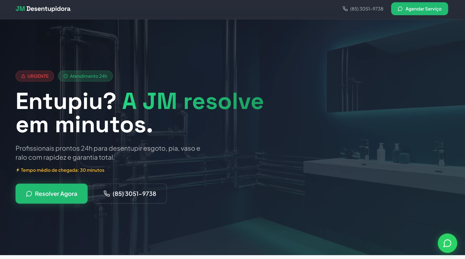 Landing page JM Desentupidora