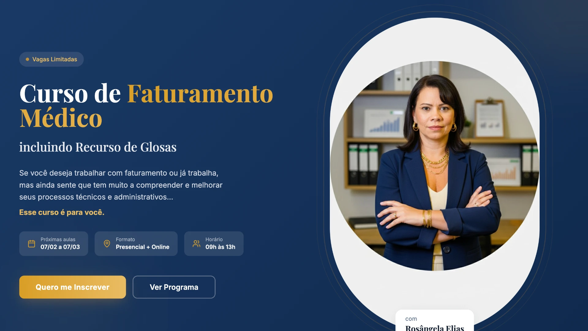 Landing page Curso de Faturamento Médico